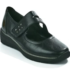 Chaussures Confort|LADY CONFORT Ballerines A Brides Femme Noir Avec Clous