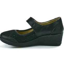 Chaussures Confort|LADY CONFORT Ballerines A Brides Femme Noir Bi-Matieres