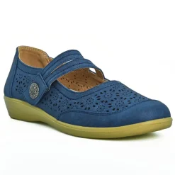 Chaussures Confort|LADY CONFORT Ballerines Confort Femme Bleu Semelles Souples