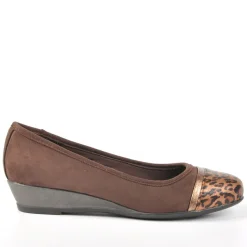 Chaussures Confort|SCALINA Ballerines Femme Marron Detail Leopard