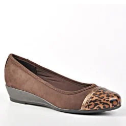 Chaussures Confort|SCALINA Ballerines Femme Marron Detail Leopard