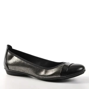 Chaussures Confort|SCALINA Ballerines Femme Noires Et Argentees Semelles Souples