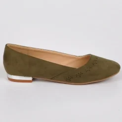 Ballerines|VICE VERSA Ballerines Femme Vert Kaki Au Talon Argente