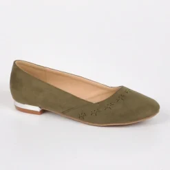 Ballerines|VICE VERSA Ballerines Femme Vert Kaki Au Talon Argente