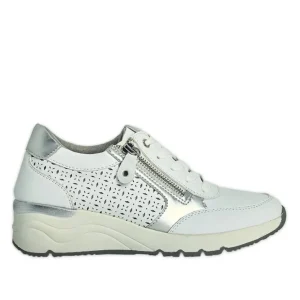 Chaussures Confort|LADY CONFORT Basket Femme Blanc Et Argent