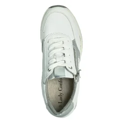 Chaussures Confort|LADY CONFORT Basket Femme Blanc Et Argent