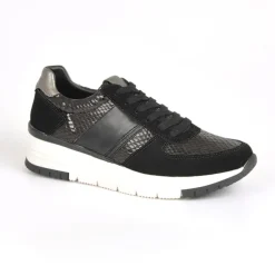 Baskets, Sneakers|STREET LIFE Baskets Avec Effet Reptile Noir