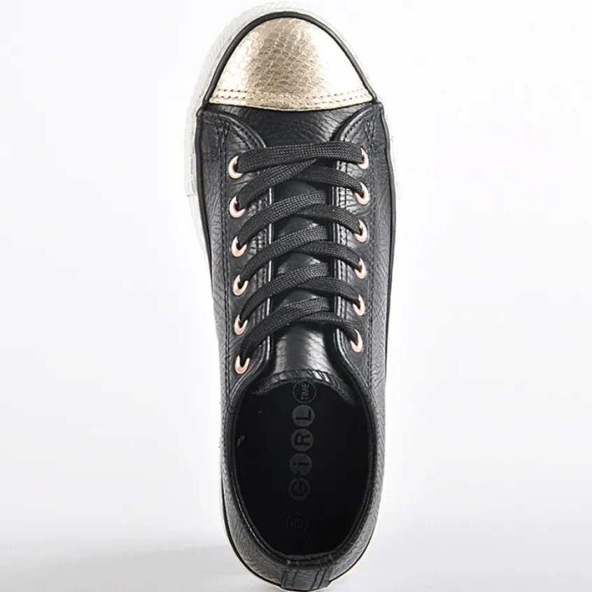 Baskets, Sneakers|GIRL TIME Baskets Bicolores Noir