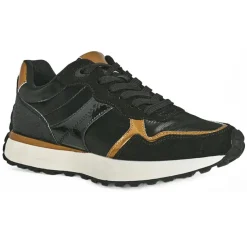 Baskets, Sneakers|STREET LIFE Baskets Compensees Femme Noir Et Dore