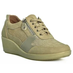 Chaussures Confort|LADY CONFORT Baskets Confort Femme Beige