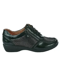 Chaussures Confort|LADY CONFORT Baskets Confort Femme Bi-Matieres Noir