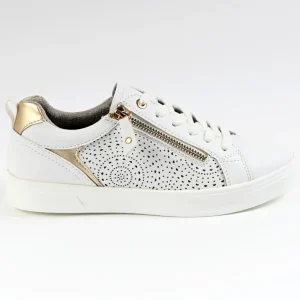 Chaussures Confort|SCALINA Baskets Confort Femme Blanc Et Dore