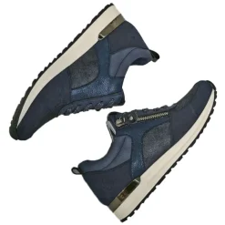 Chaussures Confort|SCALINA Baskets Confort Femme Bleu Marine A Fermeture Eclair