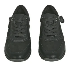 Chaussures Confort|RELIFE Baskets Confort Femme Noir Avec Fermeture Eclair