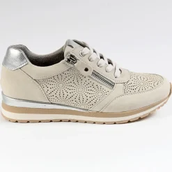 Chaussures Confort|SCALINA Baskets Femme Beige Avec Semelles Amovibles