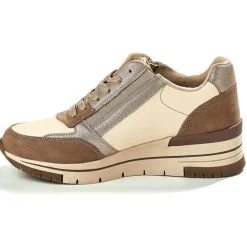 Chaussures Confort|SCALINA Baskets Femme Beige Avec Fermeture Eclair