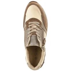 Chaussures Confort|SCALINA Baskets Femme Beige Avec Fermeture Eclair