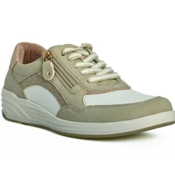 Chaussures Confort|RELIFE Baskets Femme Beige Avec Fermeture Eclair