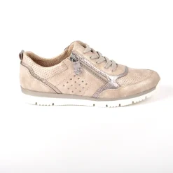 Chaussures Confort|RELIFE Baskets Femme Beige Avec Fermeture Eclair Sur Le Cote