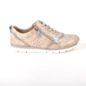 Chaussures Confort|RELIFE Baskets Femme Beige Avec Fermeture Eclair Sur Le Cote