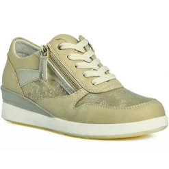 Chaussures Confort|LADY CONFORT Baskets Femme Beige Effet Python