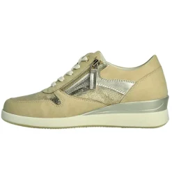 Chaussures Confort|LADY CONFORT Baskets Femme Beige Effet Python