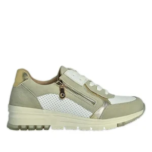 Chaussures Confort|SCALINA Baskets Femme Blanc Et Beige