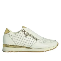 Chaussures Confort|SCALINA Baskets Femme Blanc Et Dore