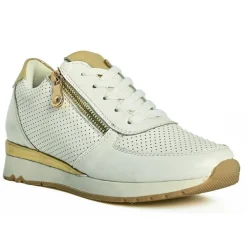 Chaussures Confort|SCALINA Baskets Femme Blanc Et Dore
