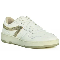 Baskets, Sneakers|STREET LIFE Baskets Femme Blanc Et Dore A Paillettes