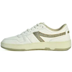 Baskets, Sneakers|STREET LIFE Baskets Femme Blanc Et Dore A Paillettes