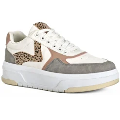 Baskets, Sneakers|STREET LIFE Baskets Femme Blanc Motif Leopard
