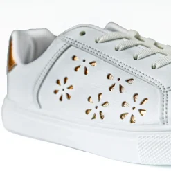 Baskets, Sneakers|STREET LIFE Baskets Femme Blanc Perforees Motif Fleurs
