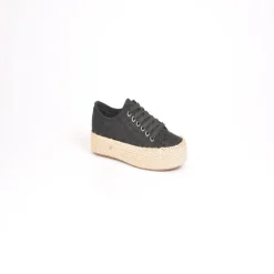 Baskets, Sneakers|STREET LIFE Baskets Femme Dentelle Noire Et Semelle Corde