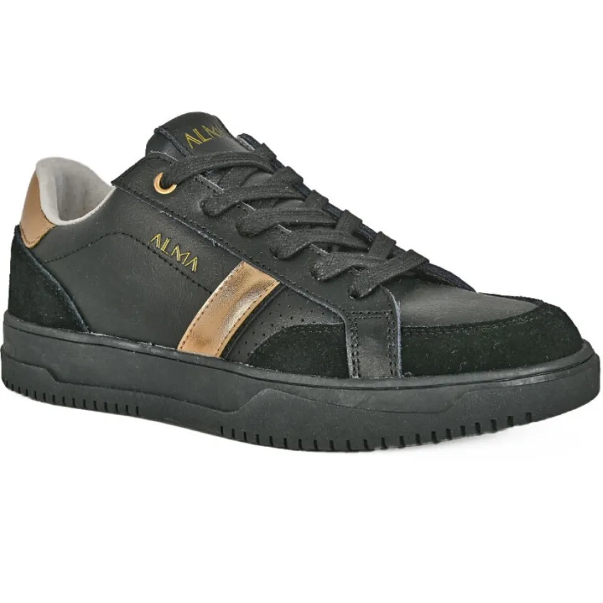 Baskets, Sneakers|ALMA Baskets Femme En Cuir Noir