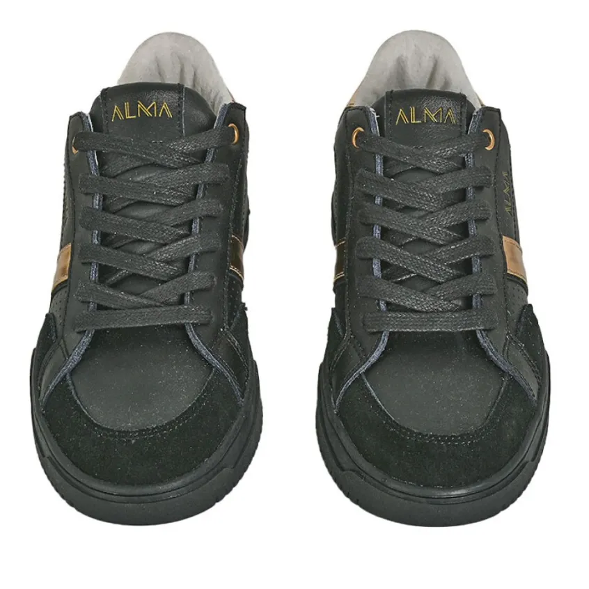 Baskets, Sneakers|ALMA Baskets Femme En Cuir Noir