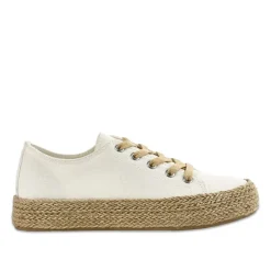 Baskets, Sneakers|STREET LIFE Baskets Femme En Toile Blanche Semelle Corde
