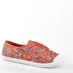 Baskets, Sneakers|ADEIA Baskets Femme En Toile Camel A Fleurs