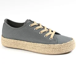 Baskets, Sneakers|STREET LIFE Baskets Femme En Toile Grise Semelle Corde