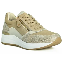 Chaussures Confort|LADY CONFORT Baskets Femme Marron A Semelle Amovible