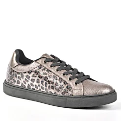 Baskets, Sneakers|GIRL TIME Baskets Femme Motif Leopard Gris