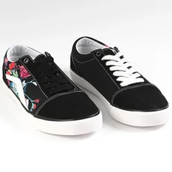 Baskets, Sneakers|STREET LIFE Baskets Femme Noir A Fleurs