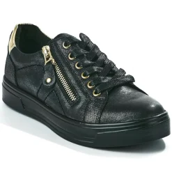 Chaussures Confort|SCALINA Baskets Femme Noir Et Dore