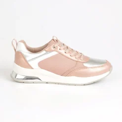 Baskets, Sneakers|STREET LIFE Baskets Femme Rose Et Argente