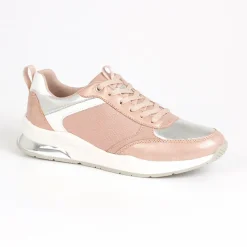 Baskets, Sneakers|STREET LIFE Baskets Femme Rose Et Argente