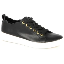 Baskets, Sneakers|STREET LIFE Baskets Femme Noir Effet Cuir
