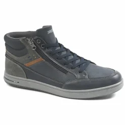 Baskets, Sneakers|STREET LIFE Baskets Homme Avec Zip Pratique Sur Le Cote Bleu Marine