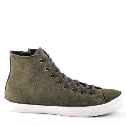 Baskets, Sneakers|CARDIFF Baskets Montantes Aspect Velours Kaki