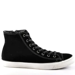 Baskets, Sneakers|CARDIFF Baskets Montantes Aspect Velours Noir