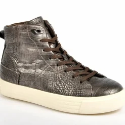 Baskets, Sneakers|STREET LIFE Baskets Montantes Femme Avec Effet Reptile Gris